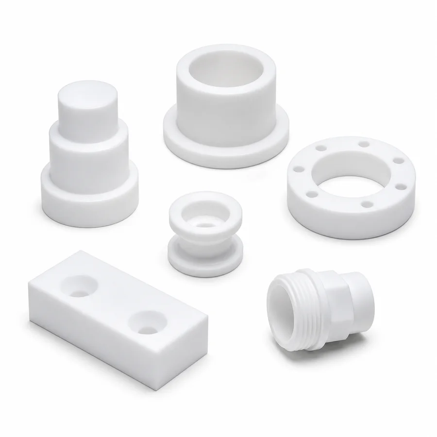 White PTFE rings and gasket components