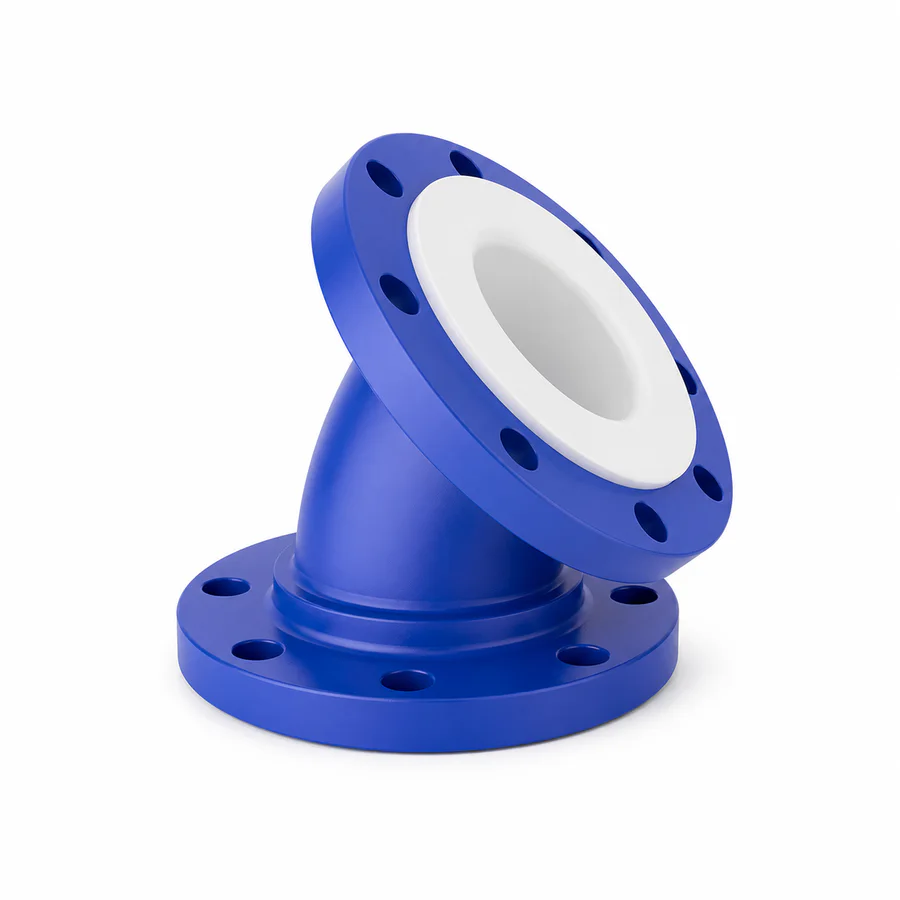 PTFE lined flanged pipe elbow