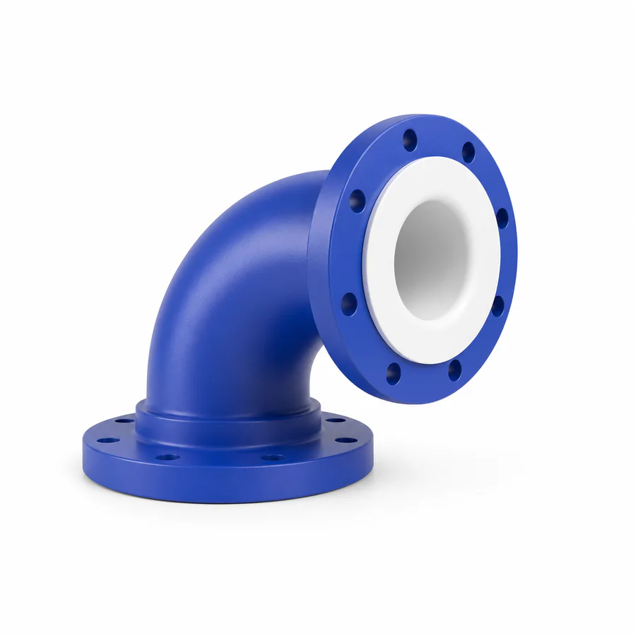 PTFE lined 90 degree elbow with flanged ends