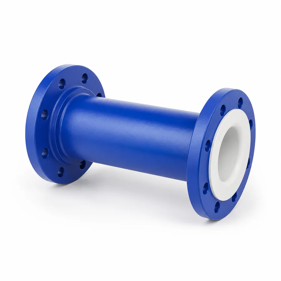 PTFE lined carbon steel pipe fitting with flanged ends