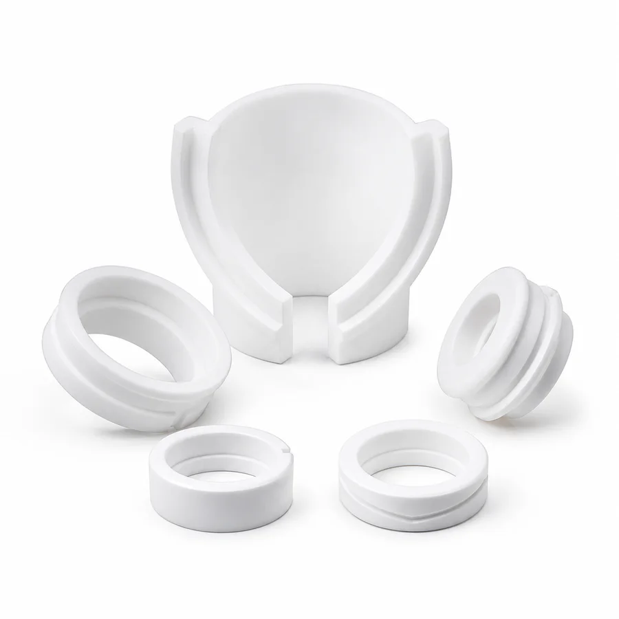 White machined PTFE seals