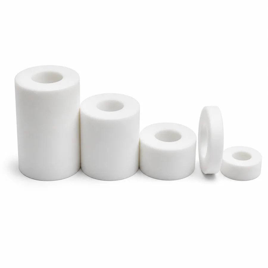 White machined PTFE rings and spacers