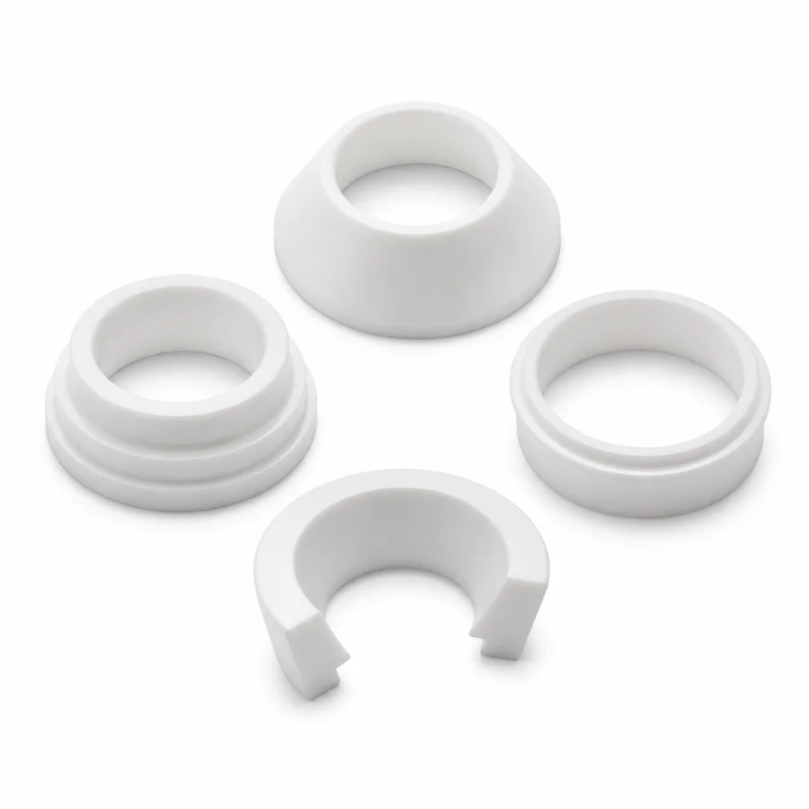 White machined PTFE valve seats