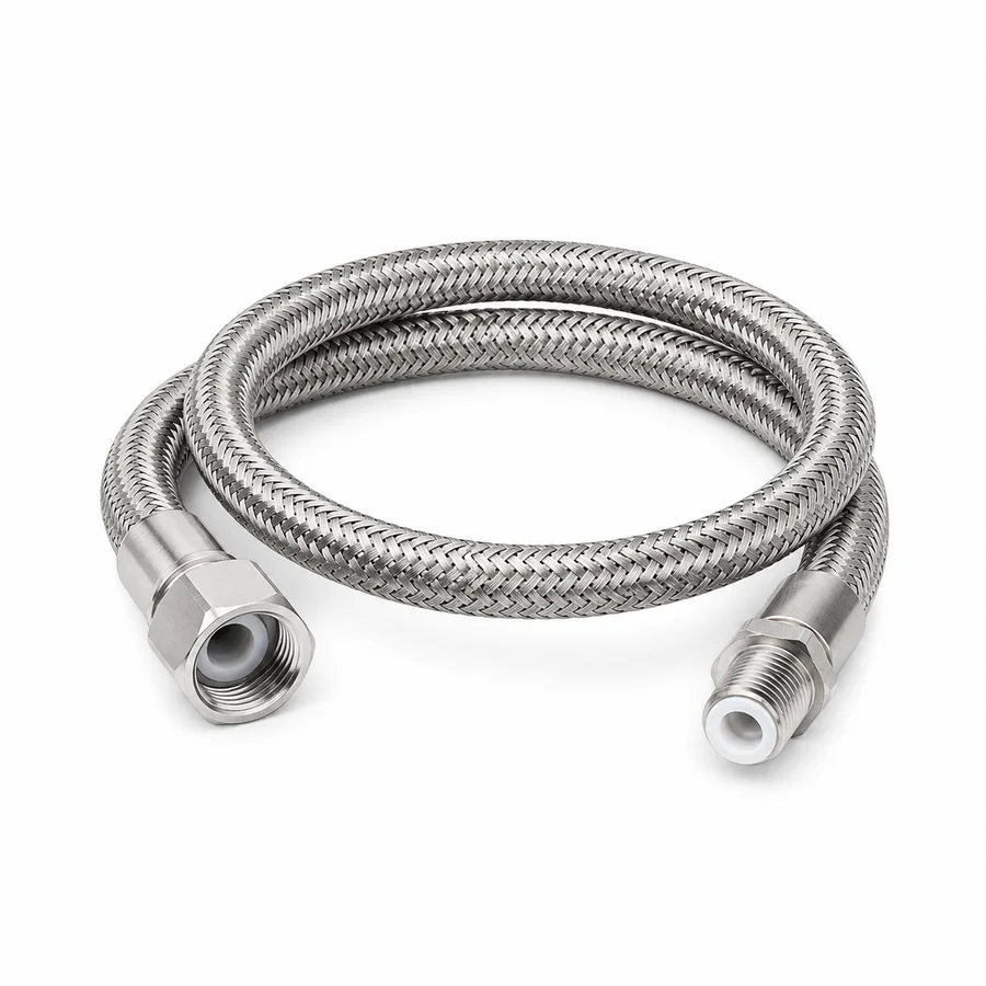 Stainless steel braided PTFE hose assembly